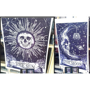 Halloween Sun and Moon Pair Wall Flag Décor decoration Fall Vintage 13 x 19
